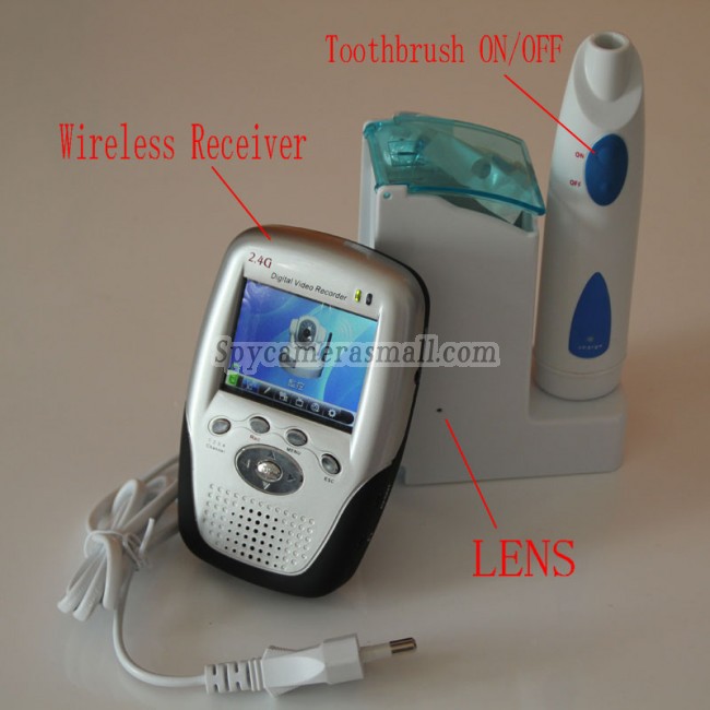 Toothbrush Spy Camera with Wirless Toothbrush Camera Spy  Bathroom HD Wireless Spy Camera Recorder- every day run of the mill Toothbrush, but features a hidden spy camera that can record video in total secrecy,It comes with a wireless receiver Globle Free