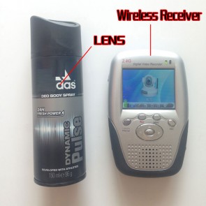 2.4GHz Wireless Spy Camera Body Spray Bottle with Portable Receiver-100mw High Power Transmitter