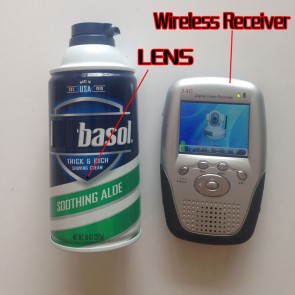 Wireless Camera in Shaving Cream With Long Range Transmitter And Portable 2.4GHZ wireless Motion Detection Receiver